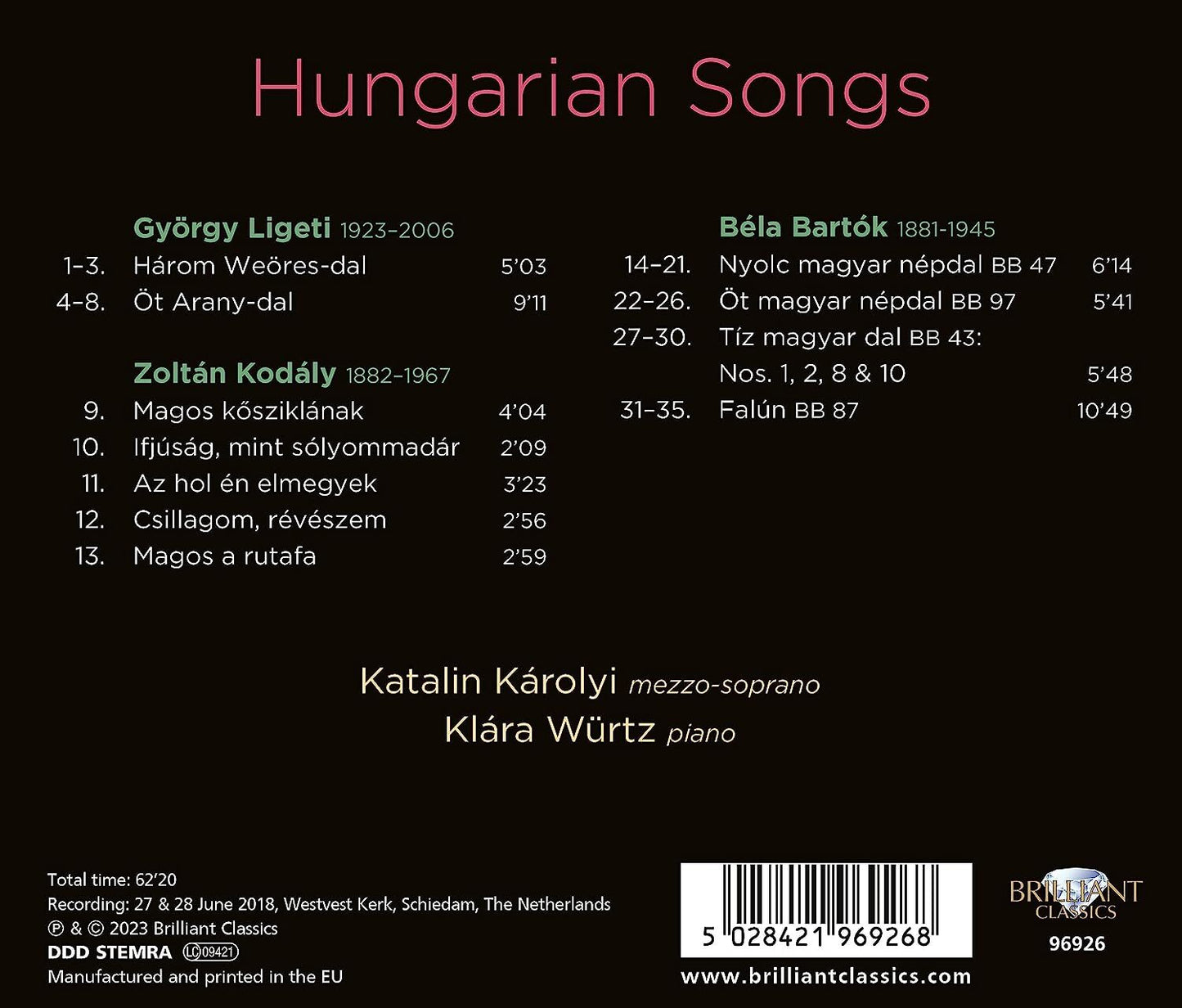 Bartók/Kodály/Ligeti: Hungarian Songs