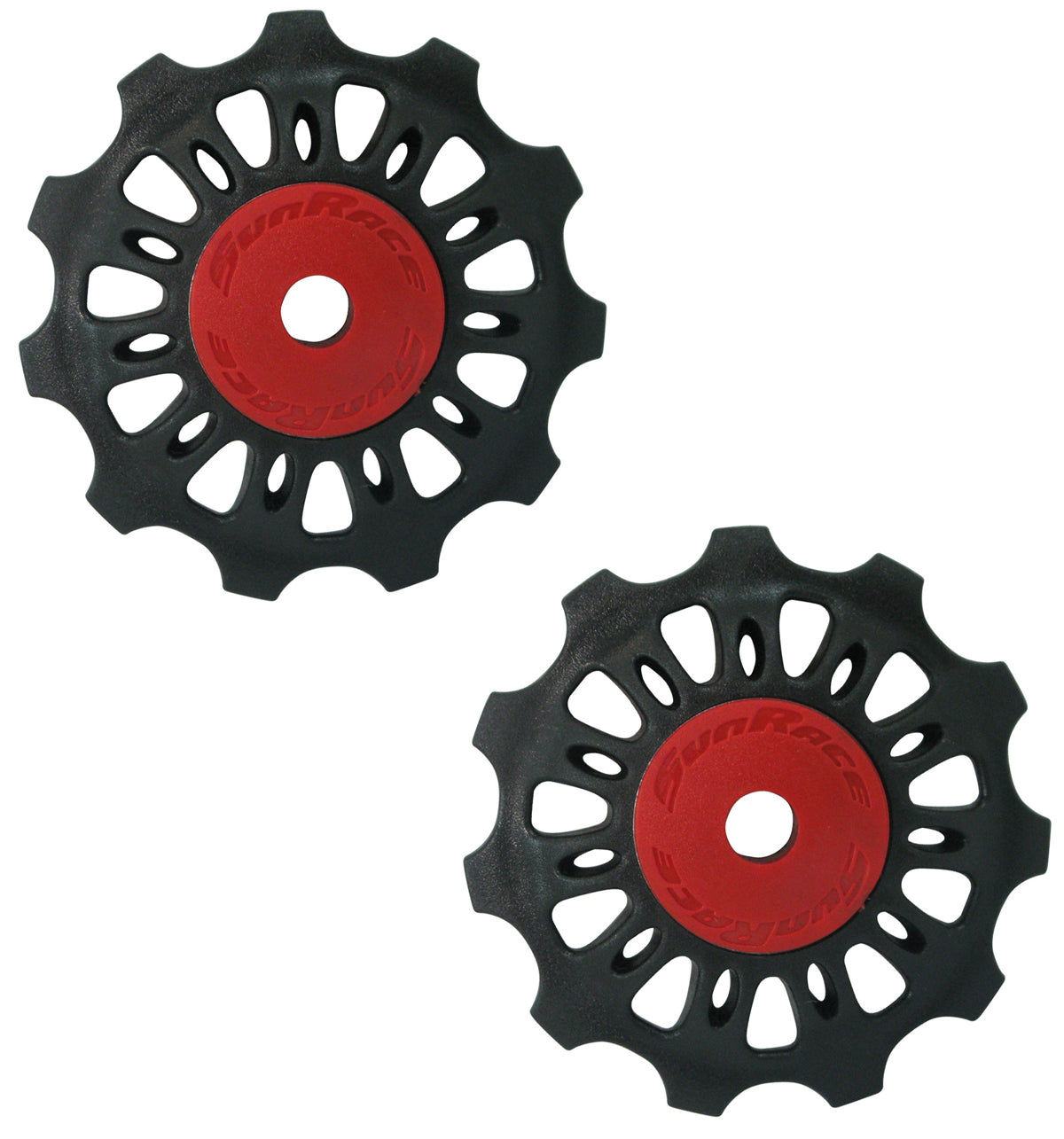 Sunrace Plastic Jocky Wheel Set - Black/Red, 11T