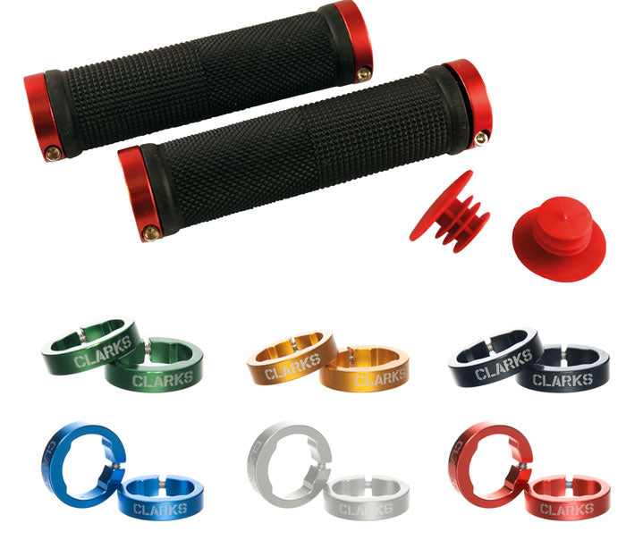 Clarks Vice Lock-On Handlebar Grip Black With Red Anodised End