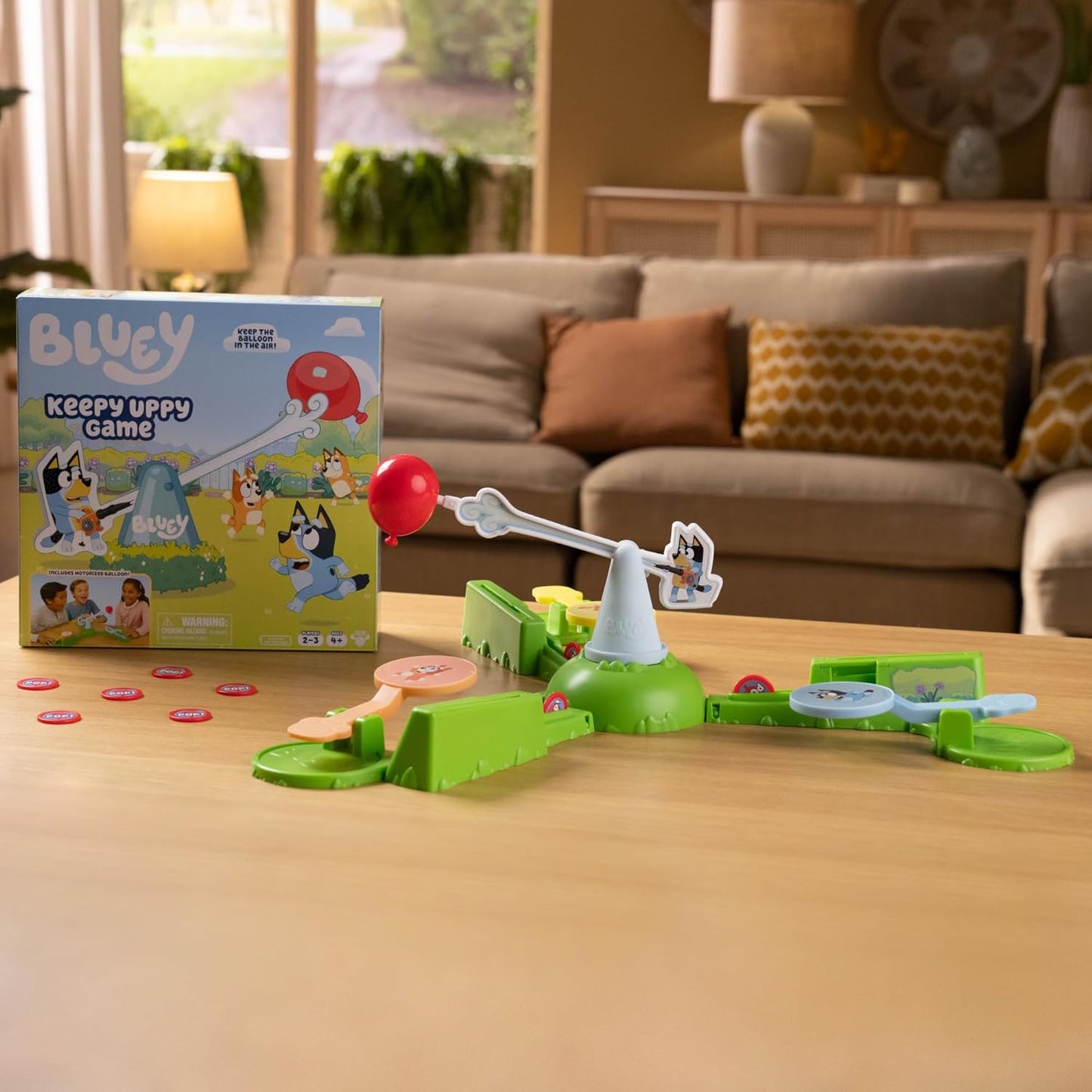 Bluey 90973 Keepy Uppy Game. Keep Air. Includes Motorized Balloon. 2-3 Players. Ages 4+, Multicolor