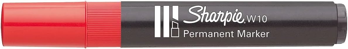 Sharpie W10 Permanent Marker Chisel Tip - Red (Box of 12) Red Chisel Tip