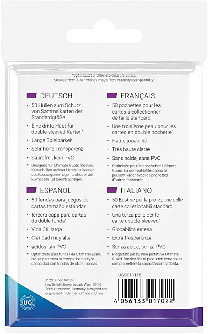 Ultimate Guard Supreme UX 3rd Skin Sleeves Standardgröße Fundas para Tarjetas, Color Transparente (UGD011116
