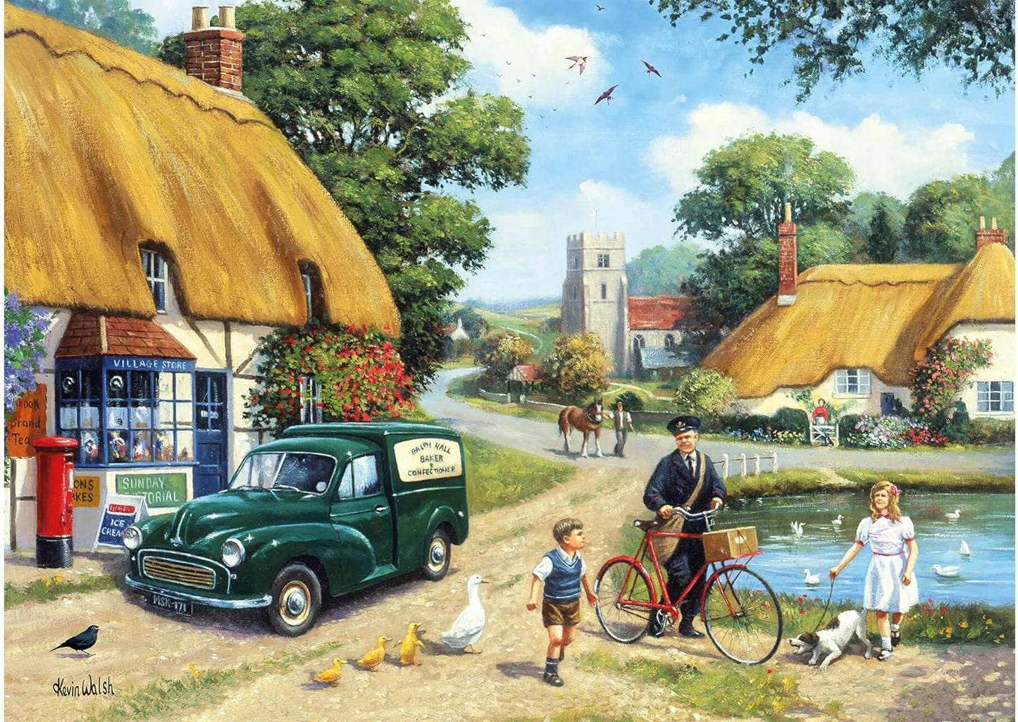 Kevin Walsh K33009 Nostalgia Village Postman 1000 Piece Jigsaw Puzzle, Multicoloured