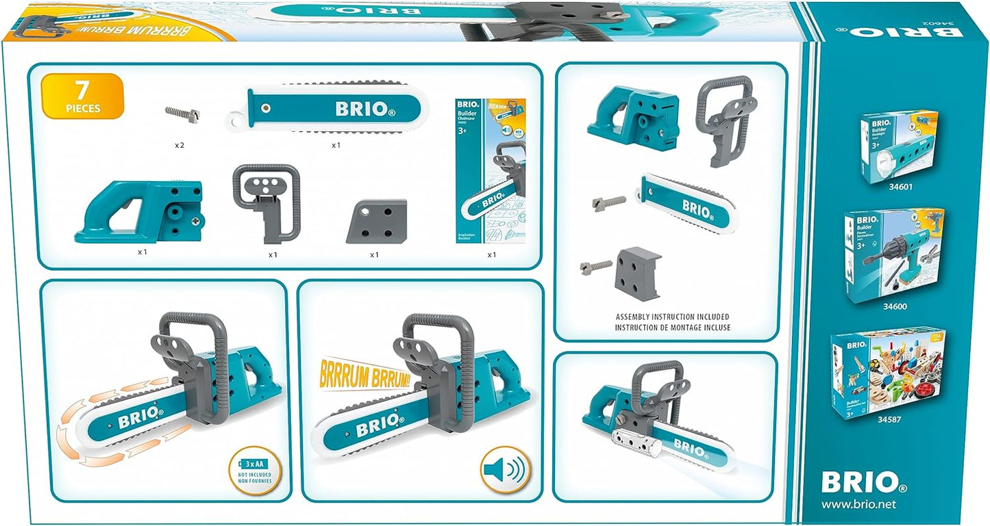 BRIO Builder Chainsaw Power Tool - Building and Construction Toys for Kids Age 3 Years Up - Pretend Play