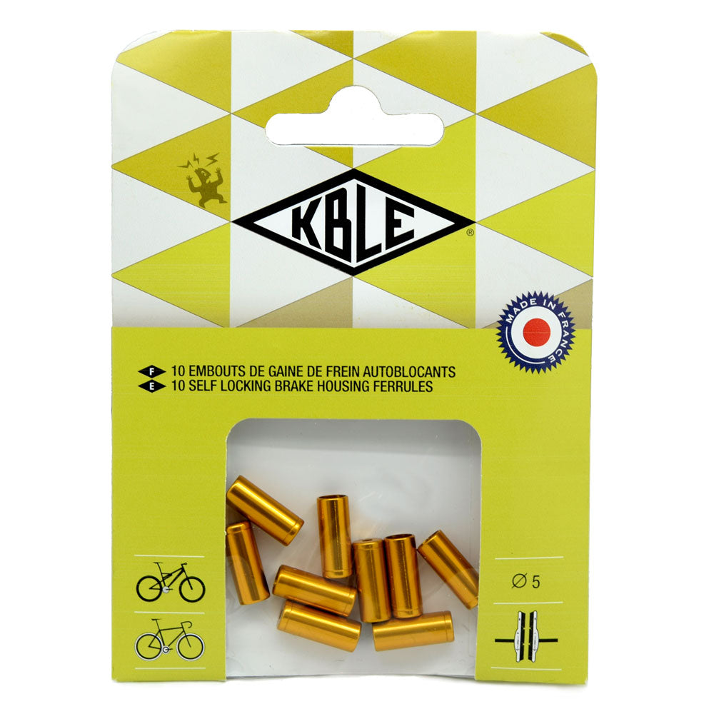 Transfil Self-Locking 5mm Alloy Brake Ferrule Gold 10pcs
