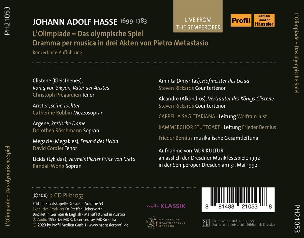 Johann Adolf Hasse: L'olimpiade