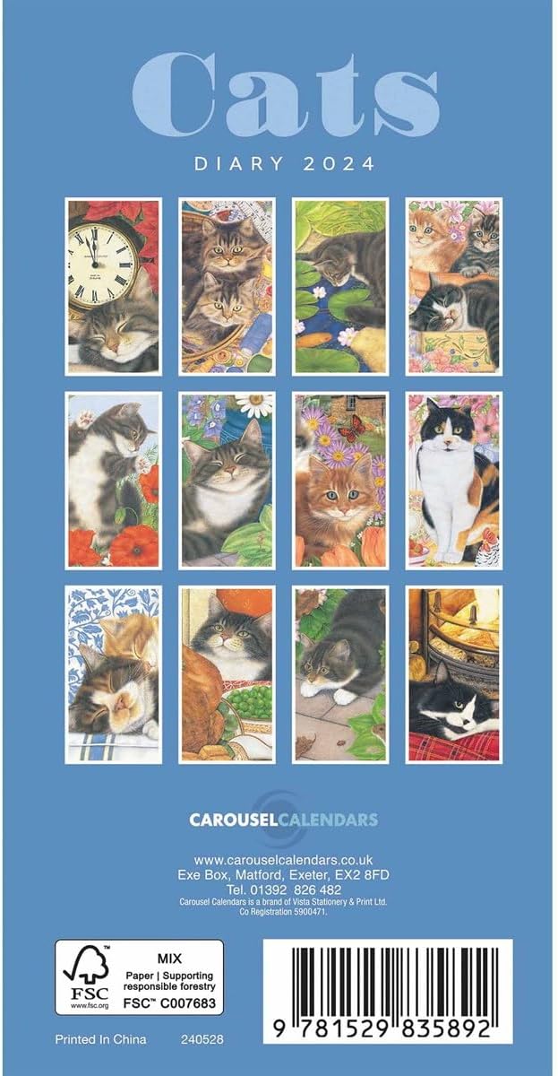 2024 Cats by Anne Motimer Slim Diaryy