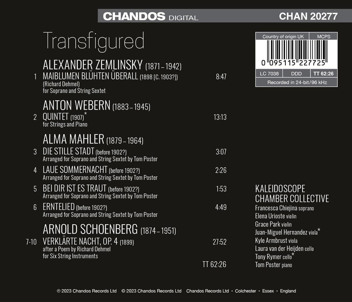 Schoenberg/A. Mahler/Webern/Zemlinsky: Transfigured