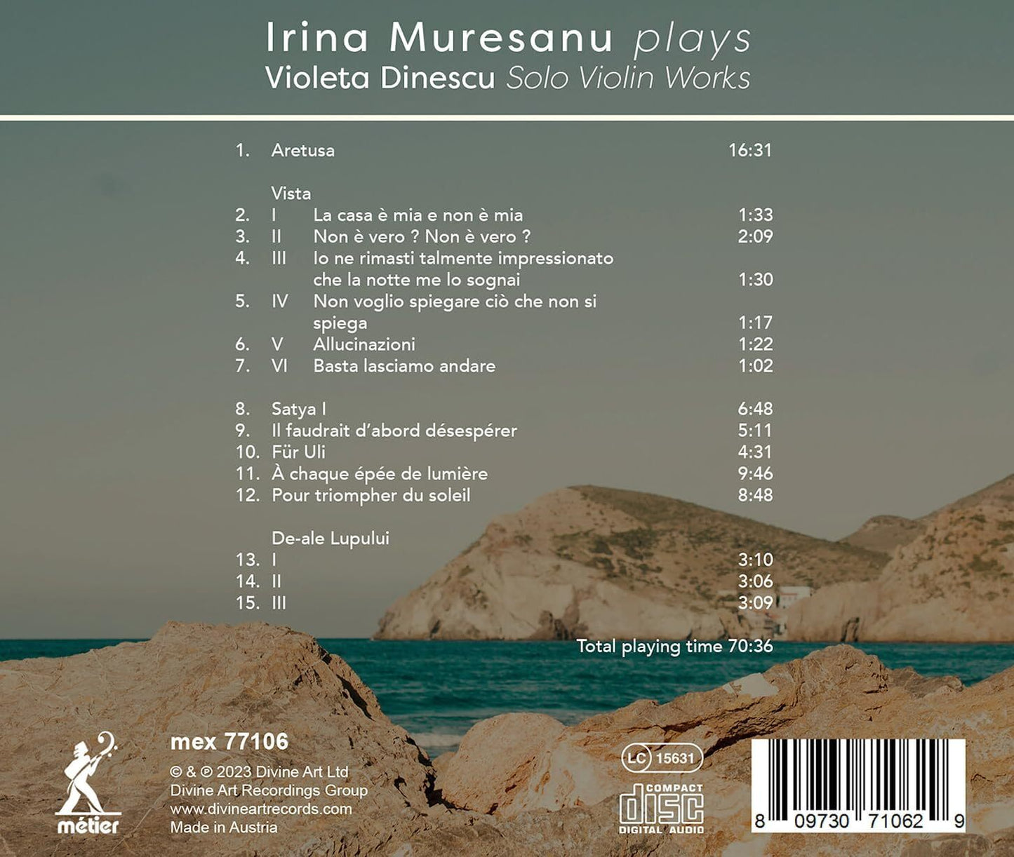 Irina Muresanu Plays Violeta Dinescu: Solo Violin Works