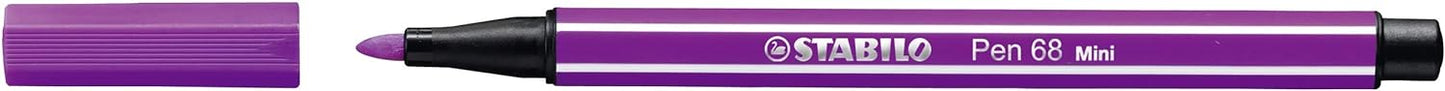 Premium Felt Tip Pen - STABILO Pen 68 Mini - #MySTABILOdesign - Pouch of 12 - Assorted Colours 4-6 Mini Assorted