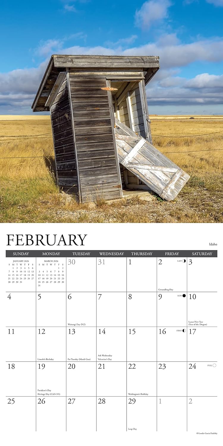 Outhouses 2024 12 X 12 Wall Calendar