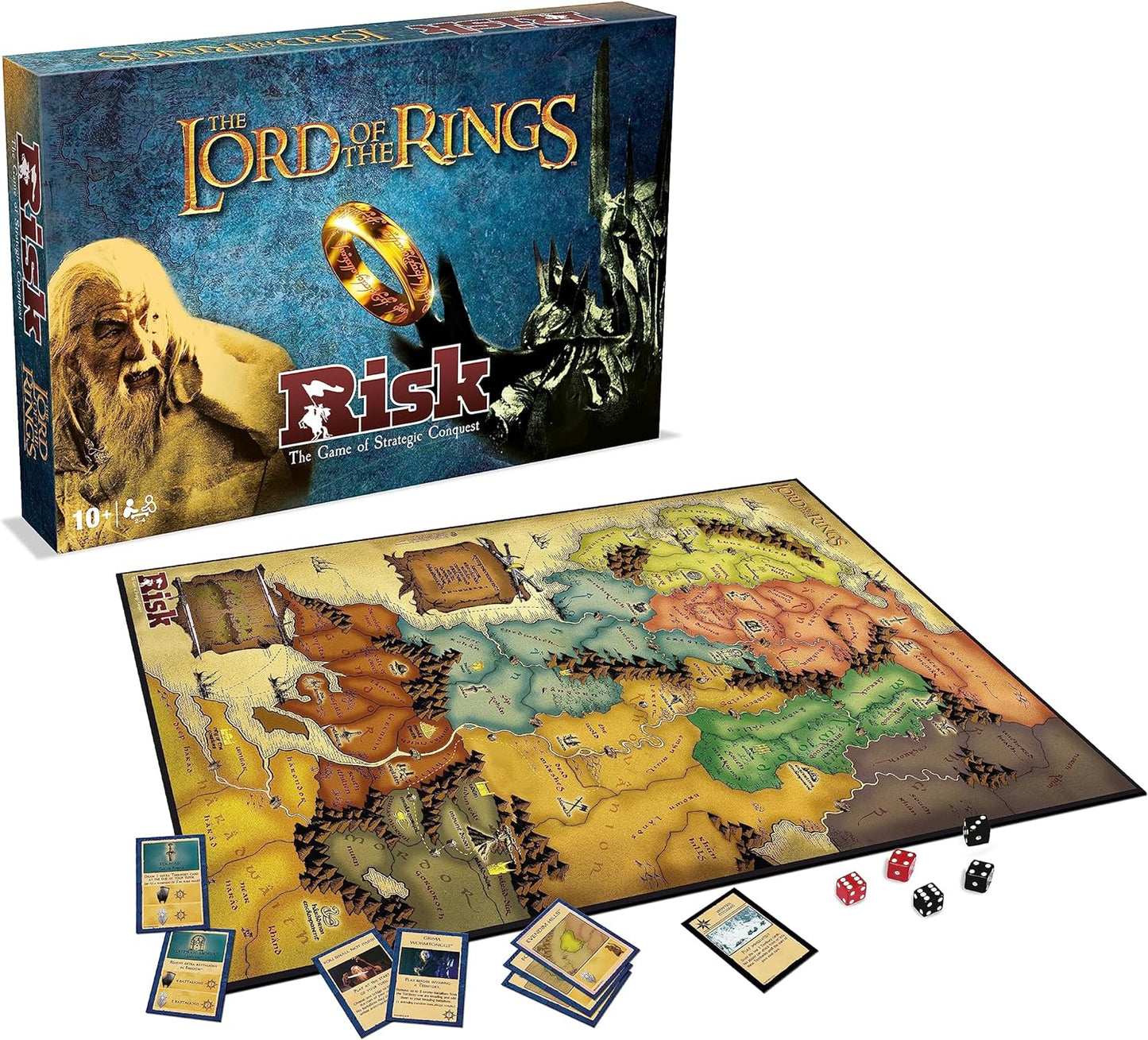 Winning Moves Lord of the Rings RISK Strategy Board Game, Join the Middle-Earth battle covering events of the Fellowship of the Ring, The Two Towers and Return of the King, gift for ages 18 plus