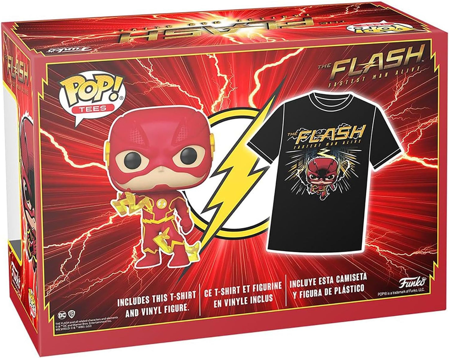 Funko POP! & Tee: DC - the Flash - Small - (S) - DC Comics - T-Shirt - Clothes With Collectable Vinyl Figure - Gift Idea - Toys and Short Sleeve Top for Adults Unisex Men and Women - Comic Books Fans