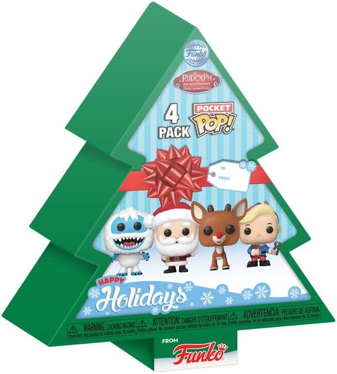 Funko Pocket POP! Rudolph - Tree Holiday Box 4 Pieces - Rudolph the Red-Nosed Reindeer - Keychain - Collectable Vinyl Mini Figure Novelty Keyring - Stocking Filler - Gift Idea - Official Merchandise
