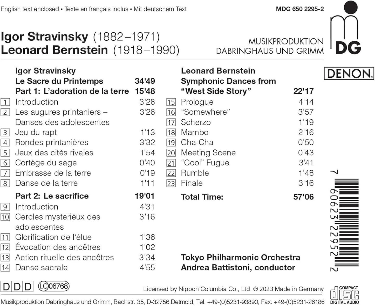 Igor Stravinsky: Les Sacre Du Printemps/Leonard Bernstein:...
