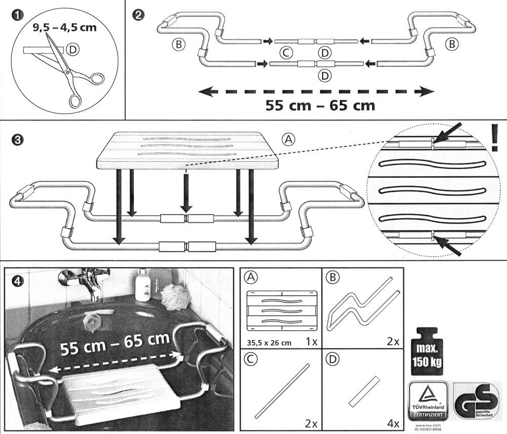 Maximex Badewannensitz Secura silber