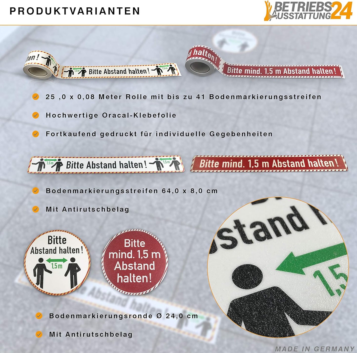 SafetyMarking® Hinweisaufkleber Bitte mind. 1,5 m