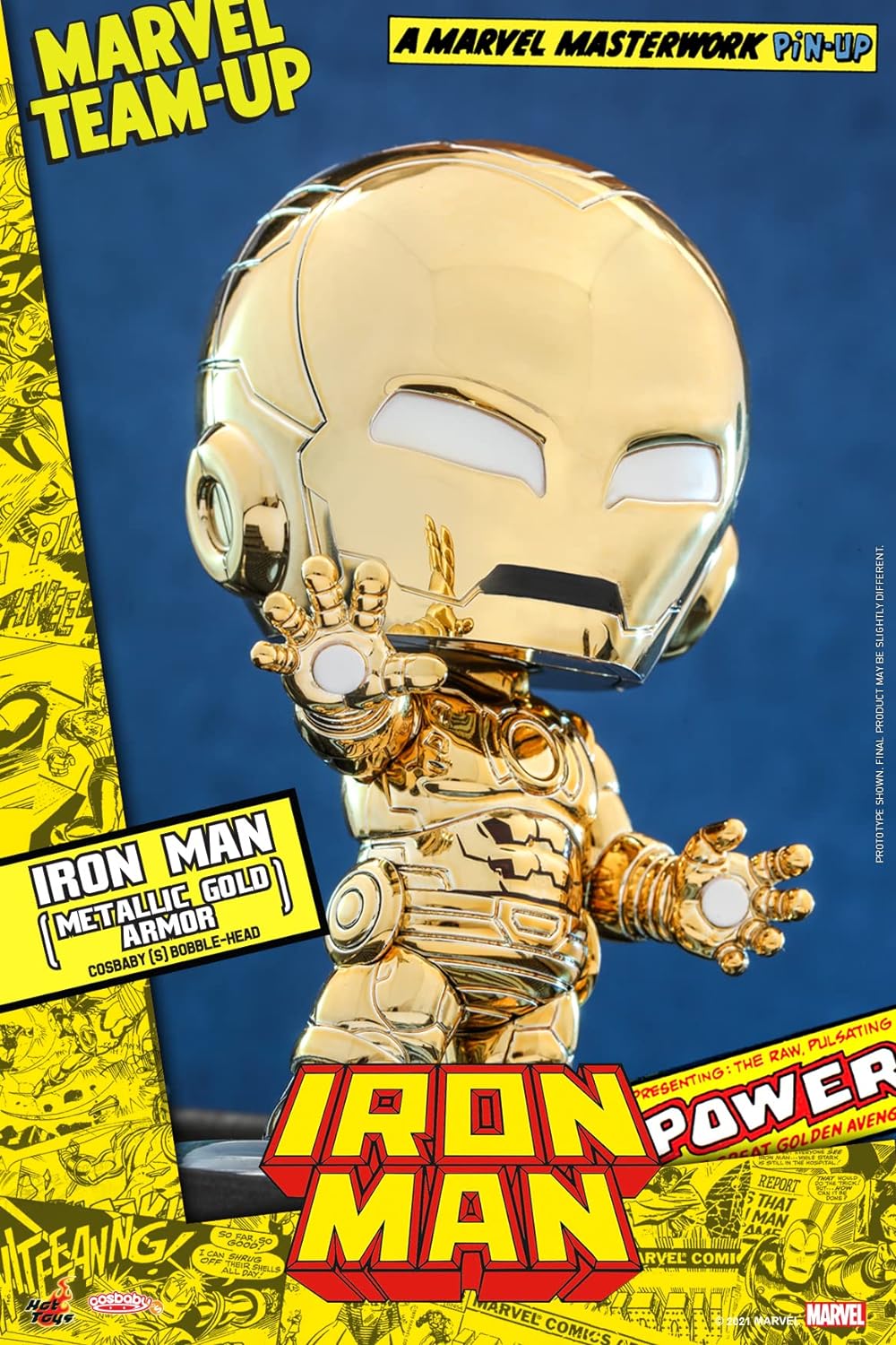 Hot Toys Marvel Comics Cosbaby (S) Iron Man (Metallic Gold Armor) Figure 10cm
