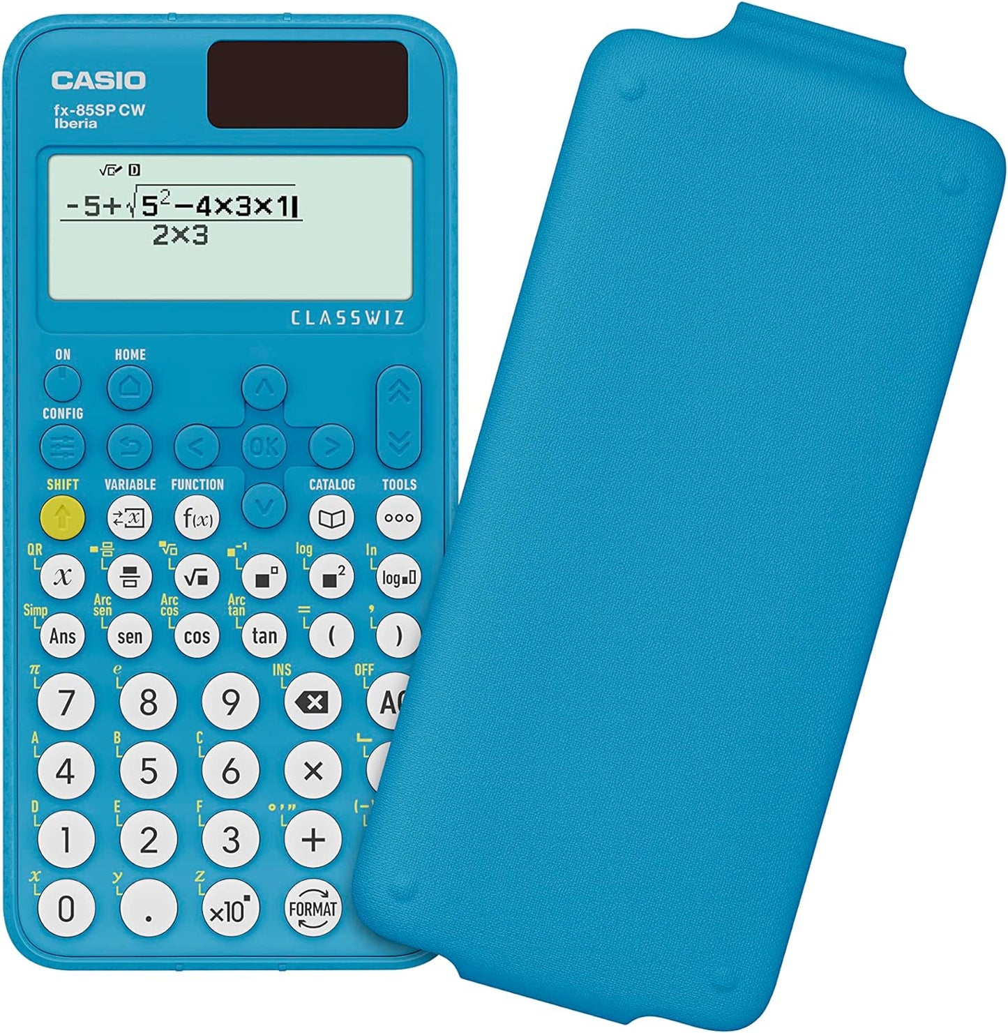 Casio FX-85SP CW - Calculadora Científica Azul, Recomendada para el Curriculum Español y Portugués + FX-Case-CB-BK2, Funda Protectora Negro