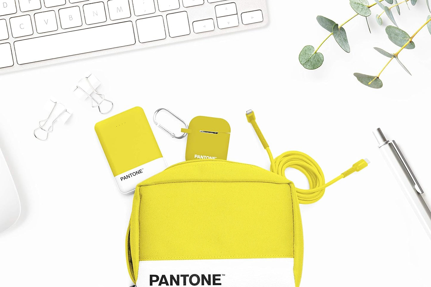 Celly PTBPK000Y Pantone Electrical Travel Organizer, Internal Pockets, Small, Yellow