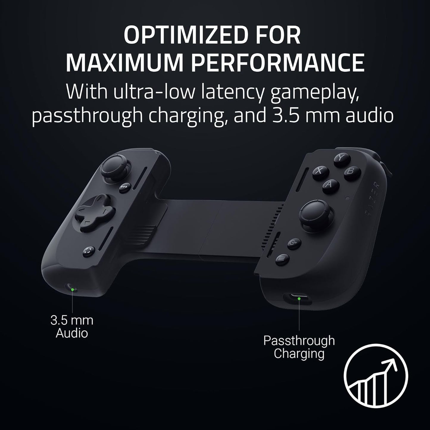 Razer Kishi V2 Pro - Mobile Gaming Controller for Android (HyperSense Haptics, Extendable Bridge, Passthrough Charging, 3.5mm Audio, USB-C, Virtual Controller Mode) Black