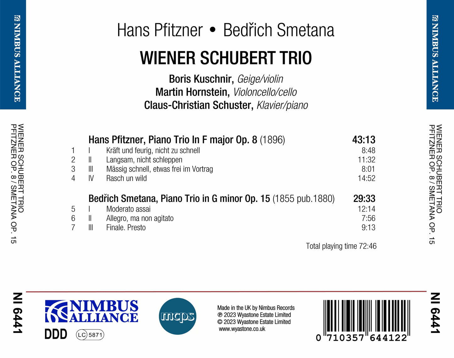 Wiener Schubert Trio: Pfitzner & Smetana