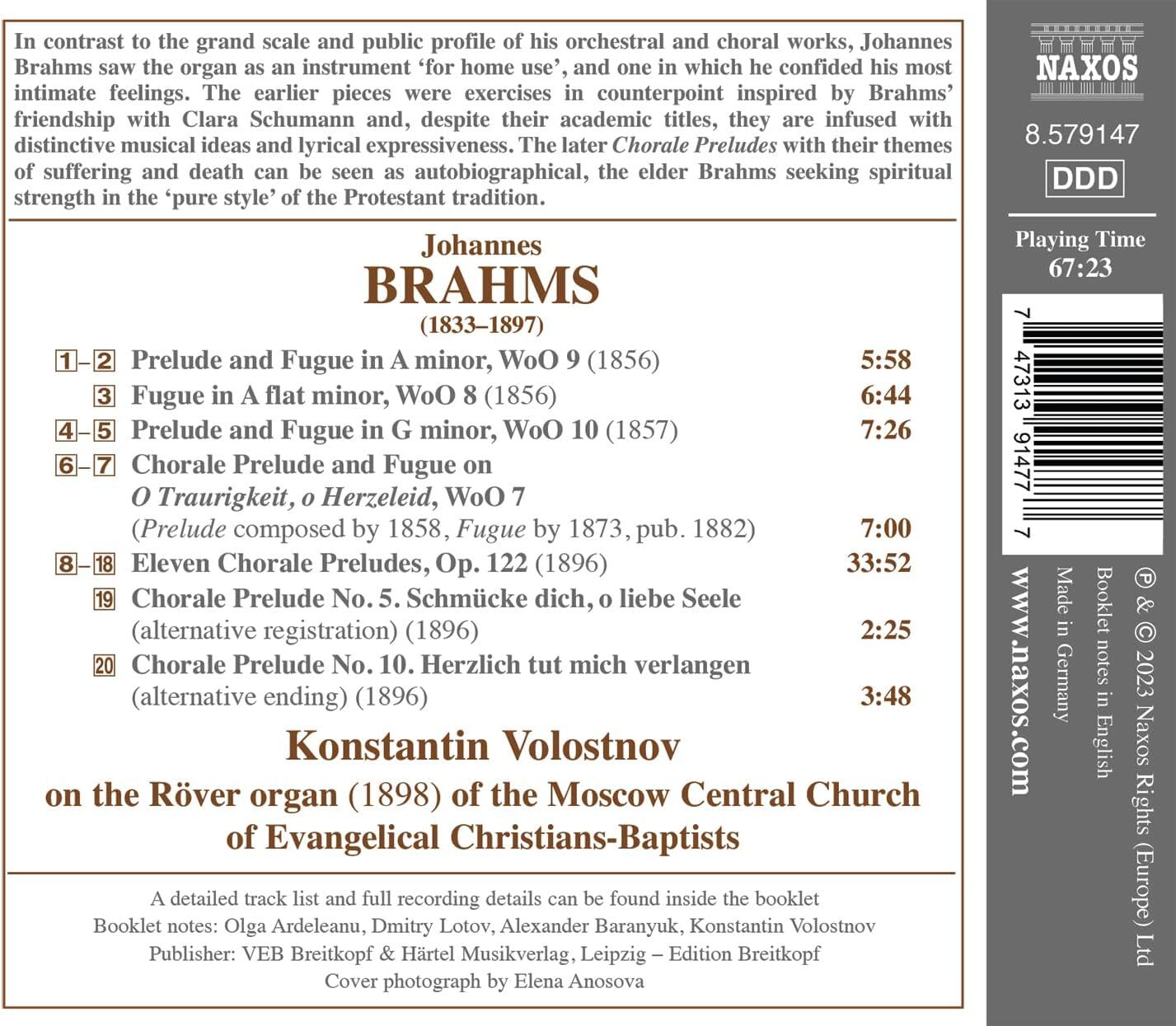 Brahms: Complete Organ Works: Eleven Chorale Preludes/Preludes and Fugues