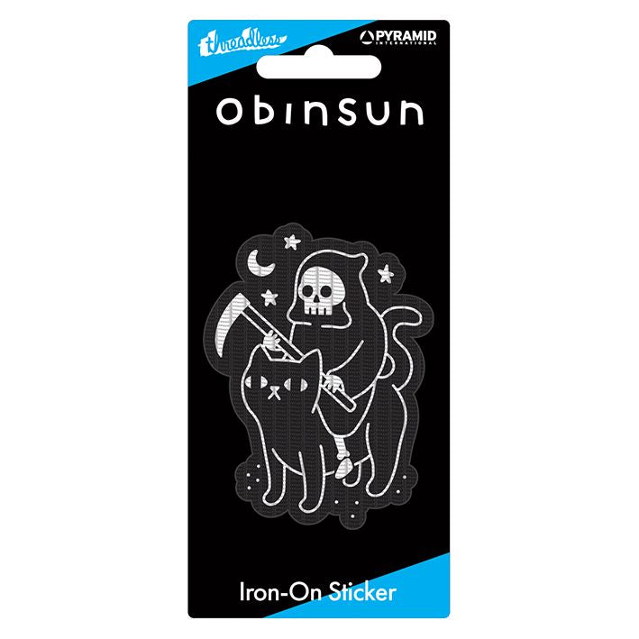 OBINSUN (DEATH RIDES A BLACK CAT) IRON-ON STICKER