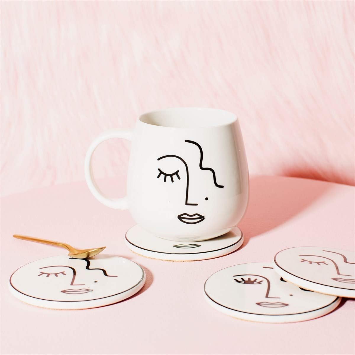Sass & Belle Abstract Face White Mug
