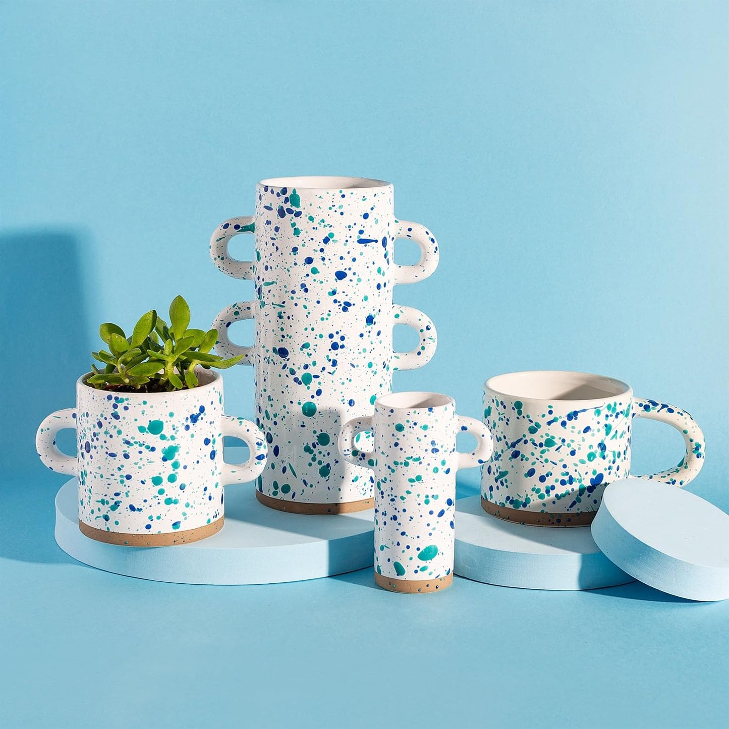 Sass & Belle Turquoise and Blue Splatterware Mug