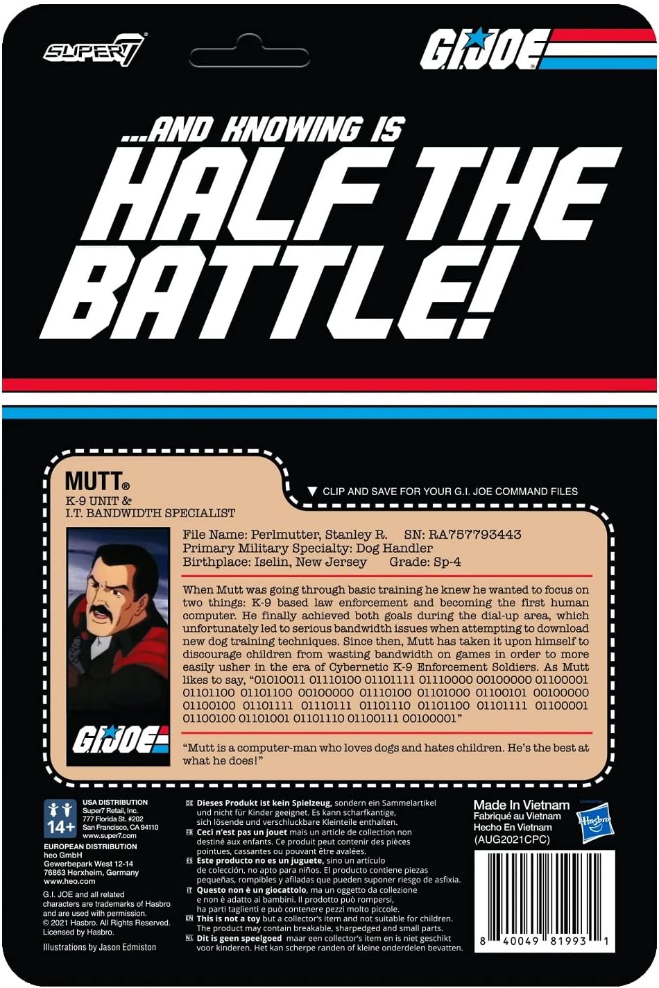 SUPER7 GI Joe figurina ReAction Mutt PSA 10 cm