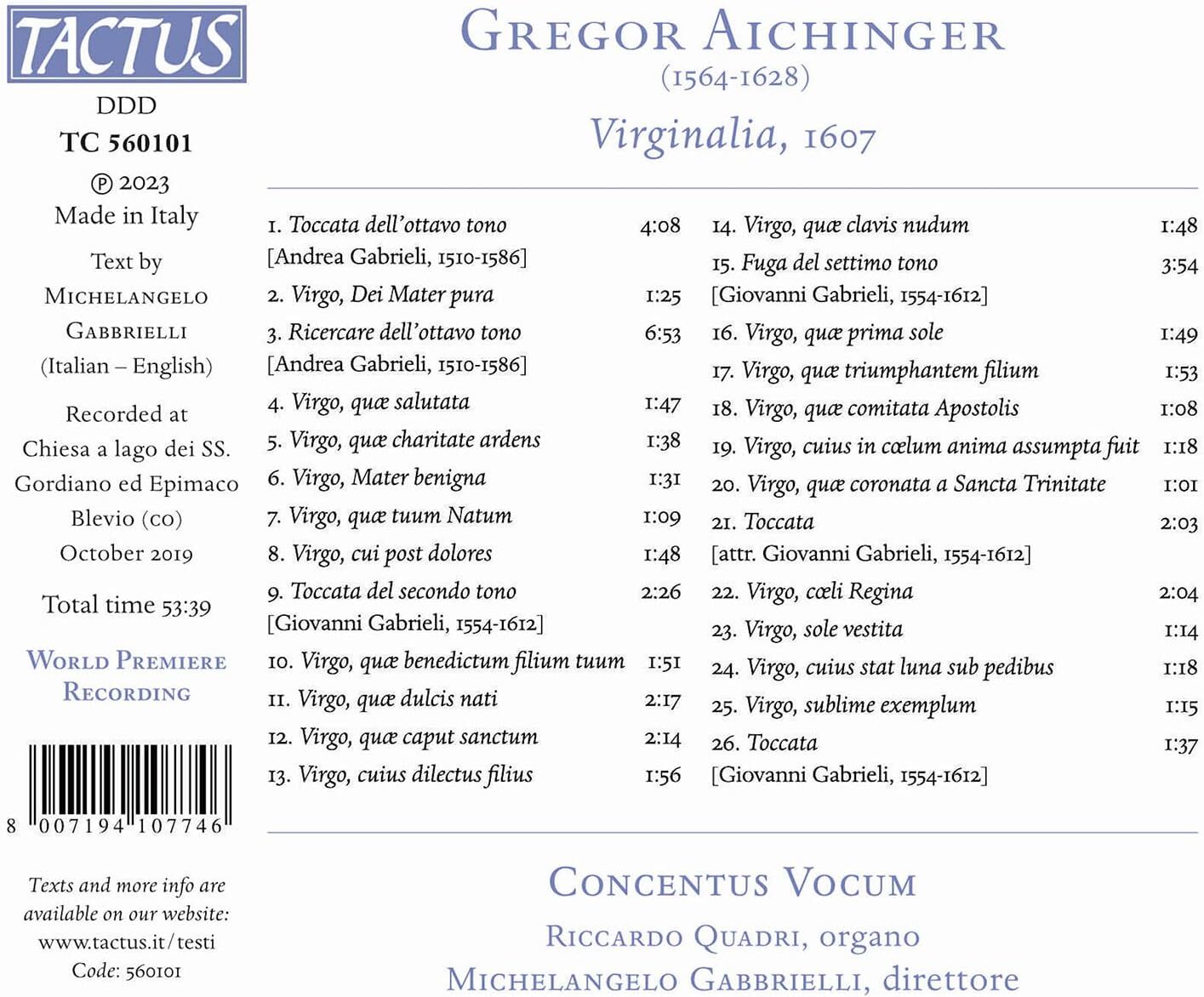 Gregor Aichinger: Virginalia, 1607