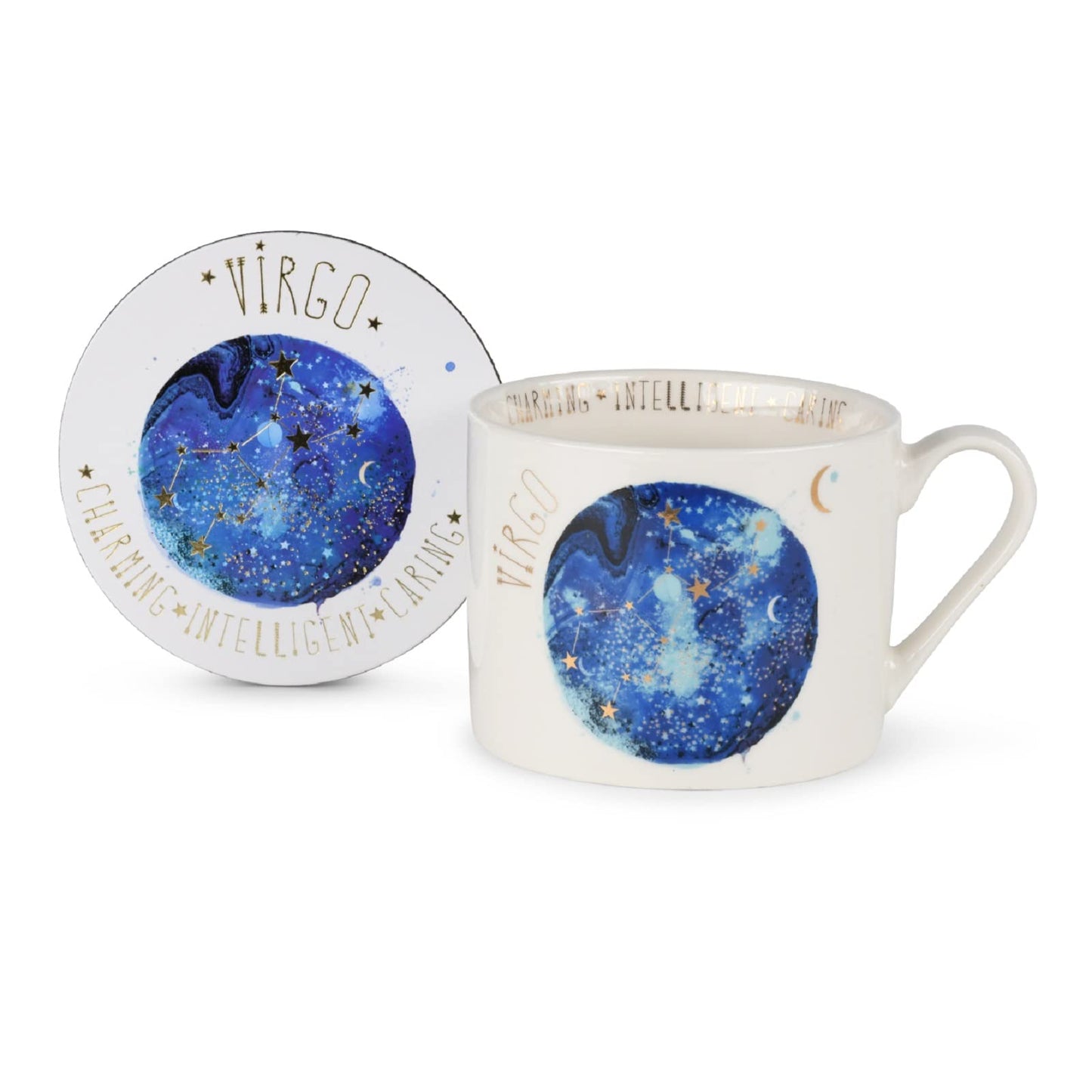 Summer Thornton Mug Set with Coaster in Presentation Gift Box (Virgo Design), 11oz Ceramic Coffee Mug. Star Sign Personalised Mug. Zodiac Gifts and Coffee Mugs for Women - Official Merchandise