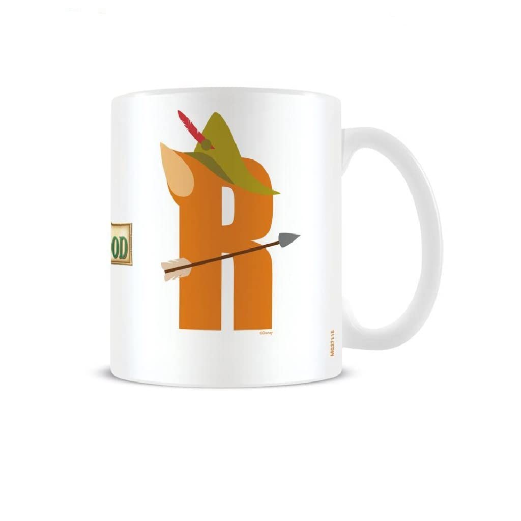 Disney Alphabet Personalised Mug (R for Robin Hood Design) 11oz Ceramic Coffee Mug in Presentation Disney Gift Box - Official Merchandise
