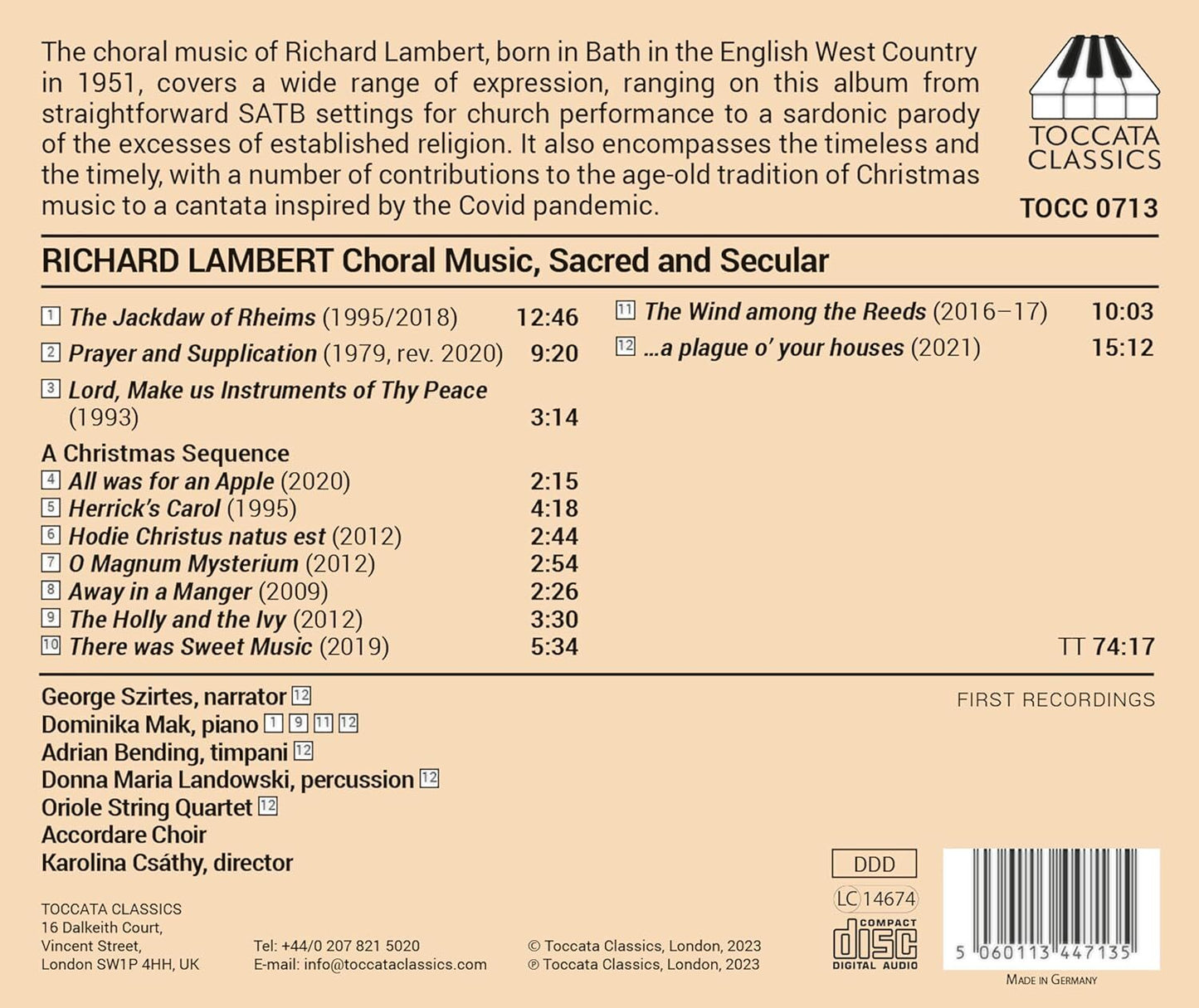 Richard Lambert: Choral Music, Sacred and Secular