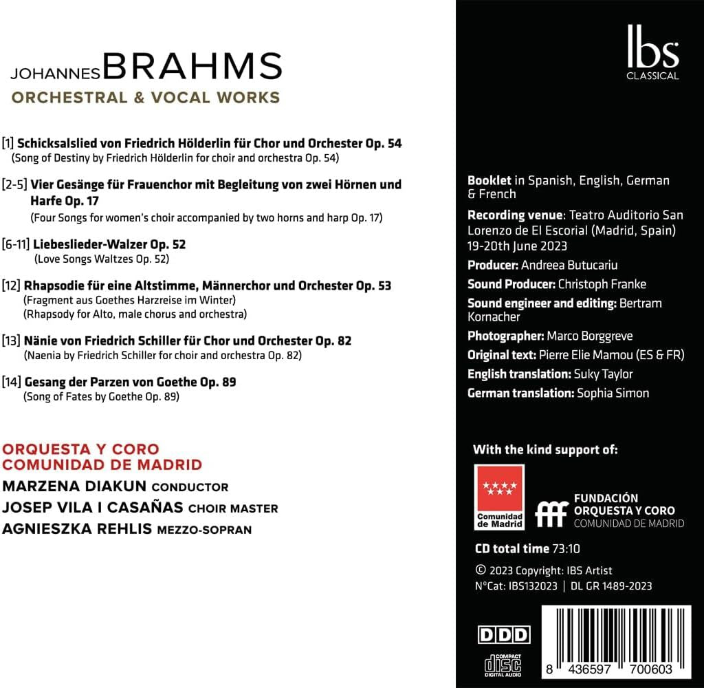 Brahms: Orchestral & Vocal Music