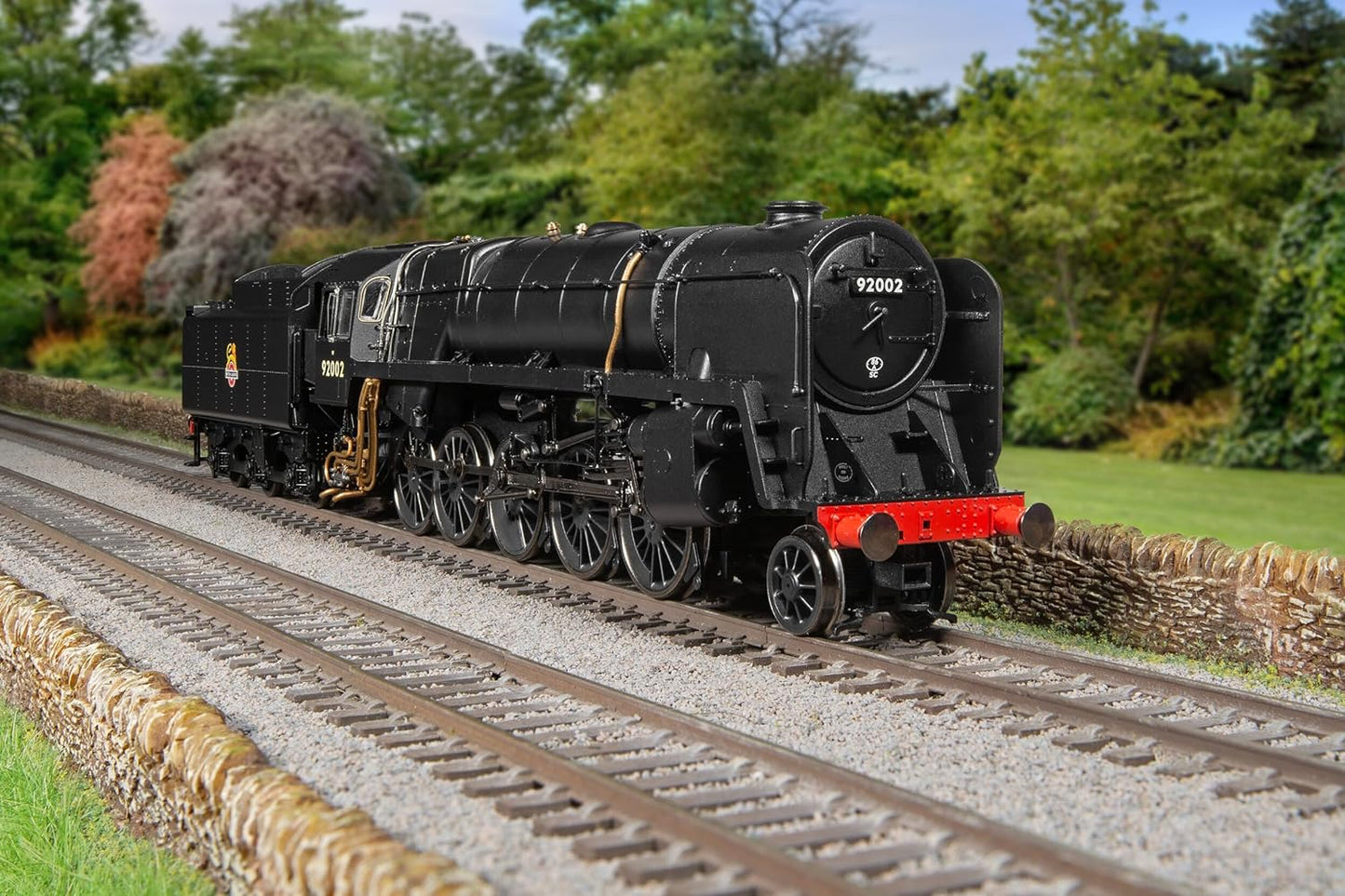 Hornby Hobbies LTD R30132 Br, Class 9F, 2-10-0, 92002-Era 4 Railway-Locomotive-Steam, Black, 1:76 Scale 00 Gauge