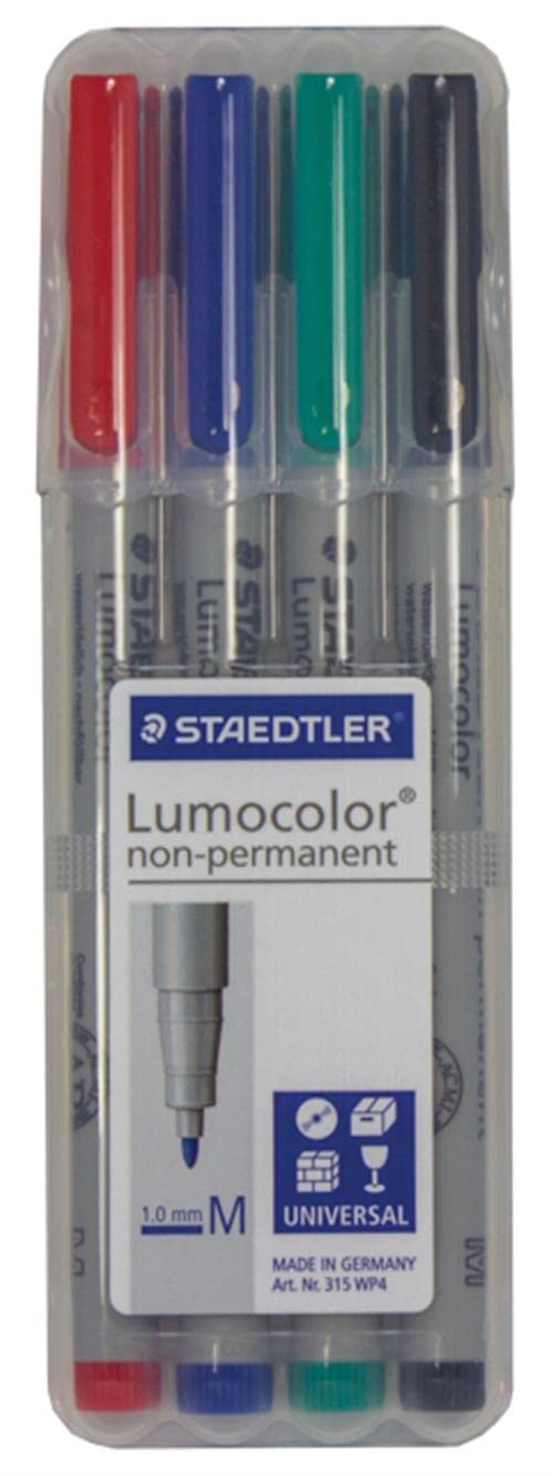 Chessex 000998 03154 Set of 4 Water Soluble Markers, Red/Blue/Green/Black, Color, CHX 3154