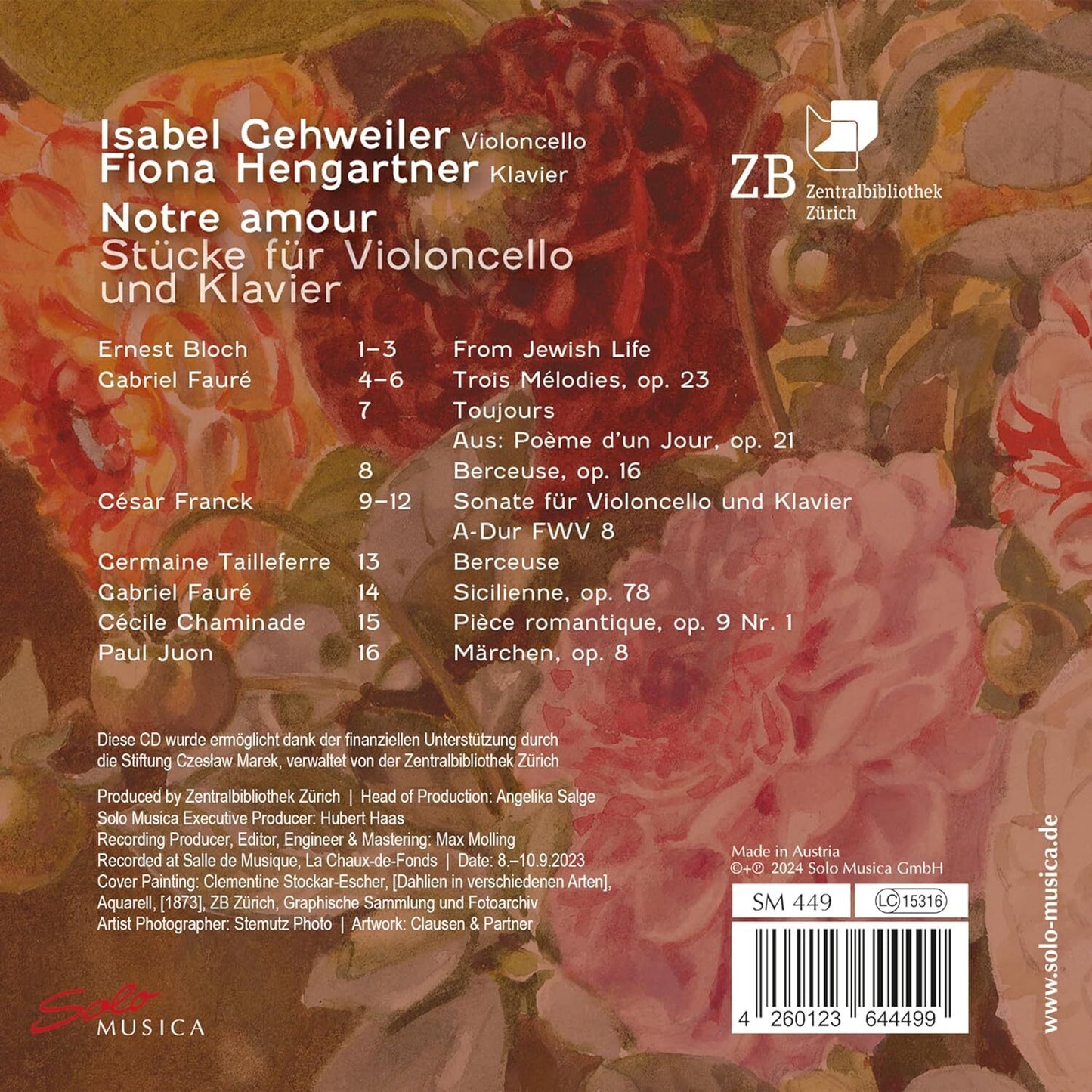 Isabel Gehweiler/Fiona Hengartner: Notre Amour: Stücke Für Violoncello Und Klavier