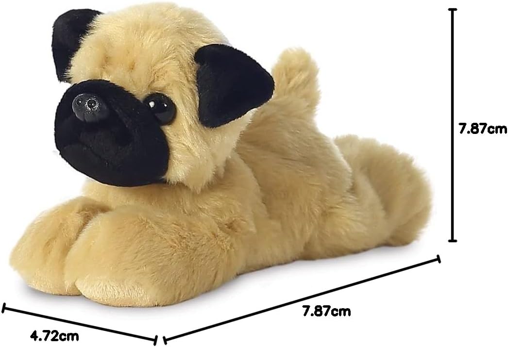 Aurora, 31369, Mini Flopsies Mr Pugster Pug, 8In, Soft Toy, Brown and Black