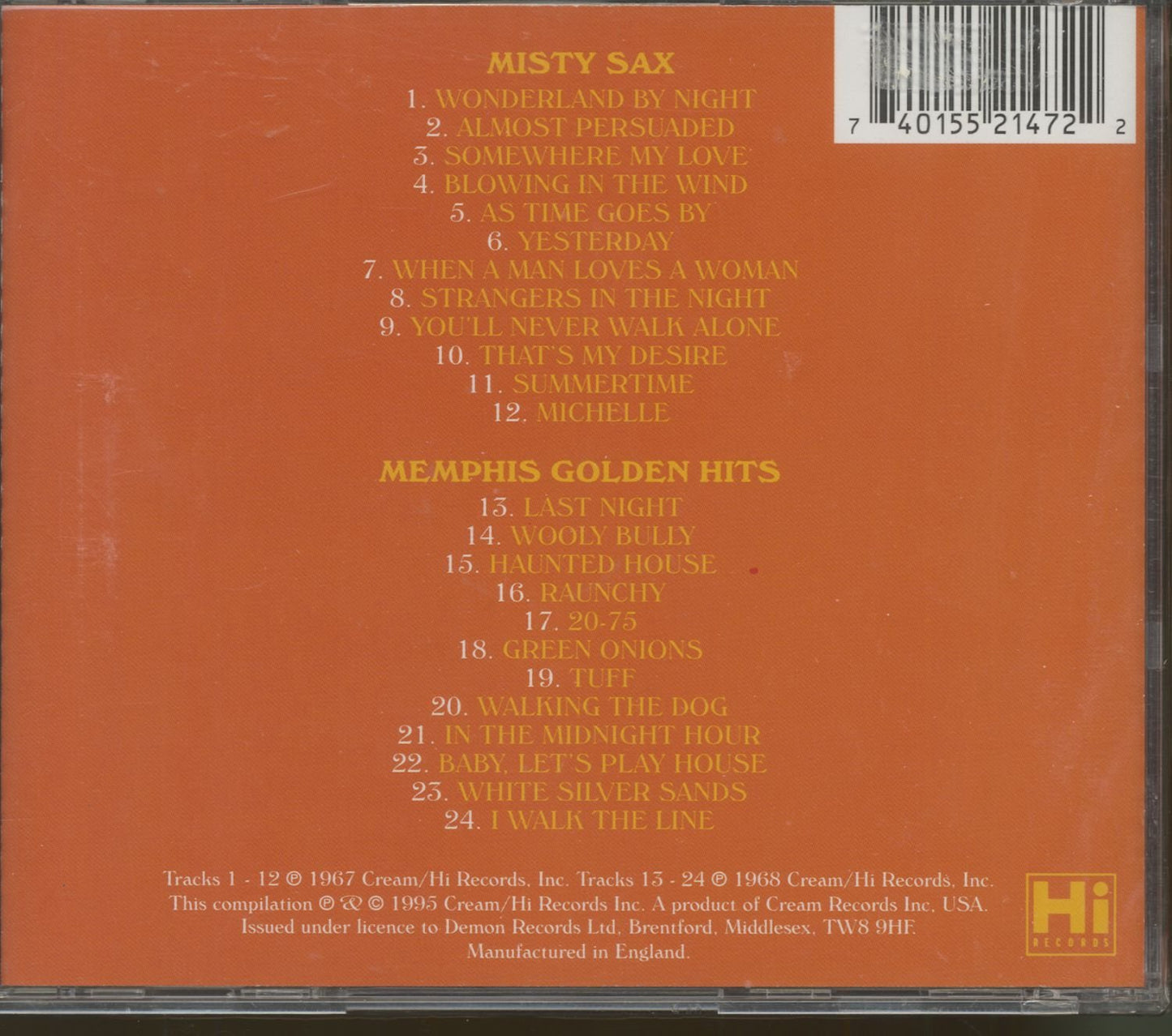 Misty Sax/Memphis Golden Hits