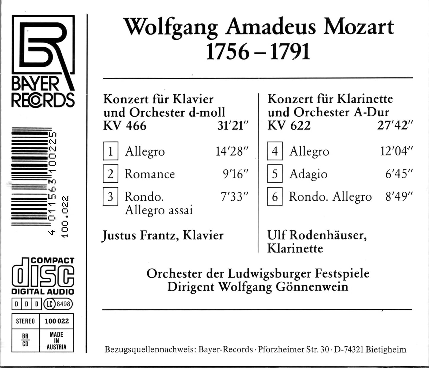 Mozart aus dem Ludwigsburger Schloß