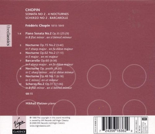 Sonata No 2 , 4 Nocturnes. Scherzo No 2 . Barcarolle
