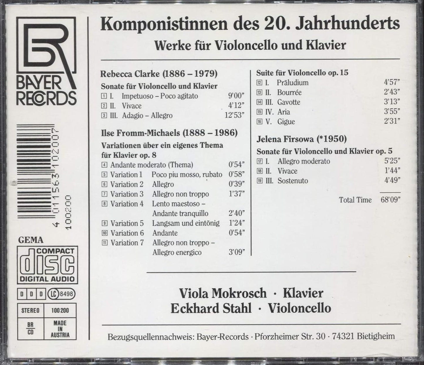 Werke Für Violoncello & Klavie