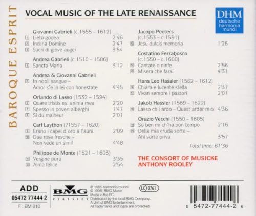 Vocal Music Late Renaissance
