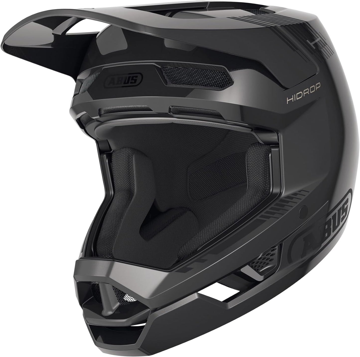 ABUS Downhill Bicycle Helmet HiDrop - Full-face Helmet with ABS Outer Shell for MTB Trails S (55-56 cm) Schwarz (shiny black)