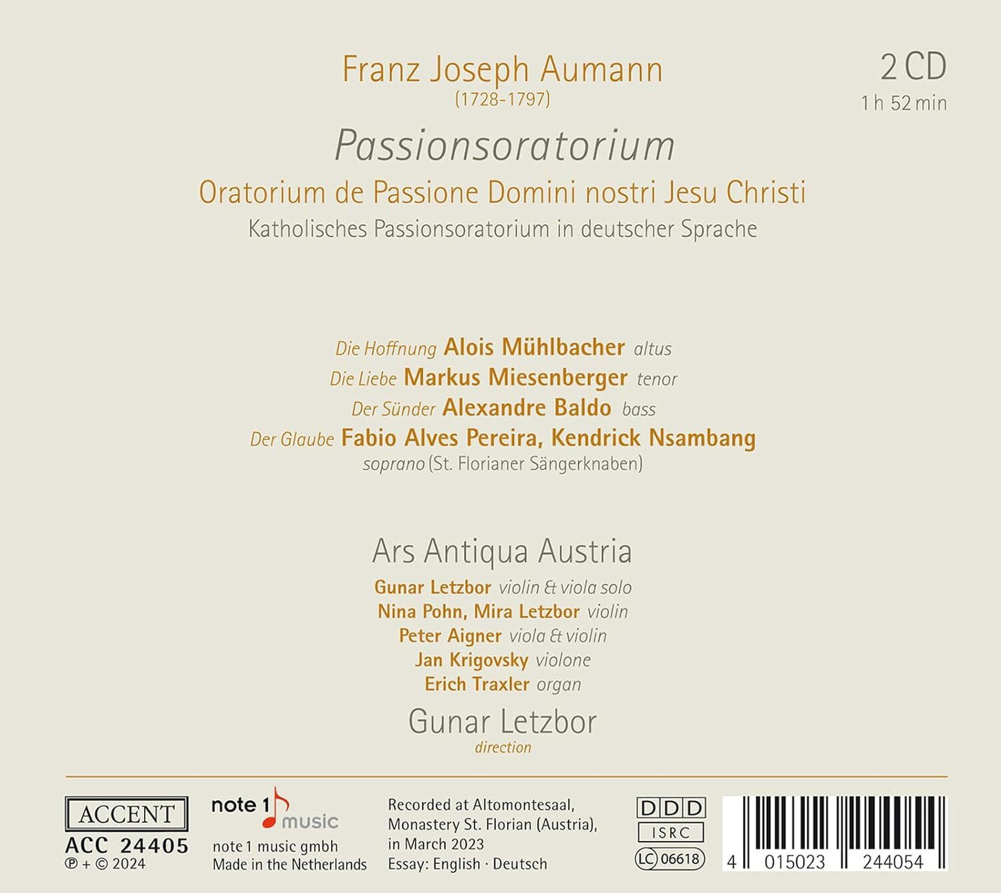 Franz Joseph Aumann: Passionsoratorium