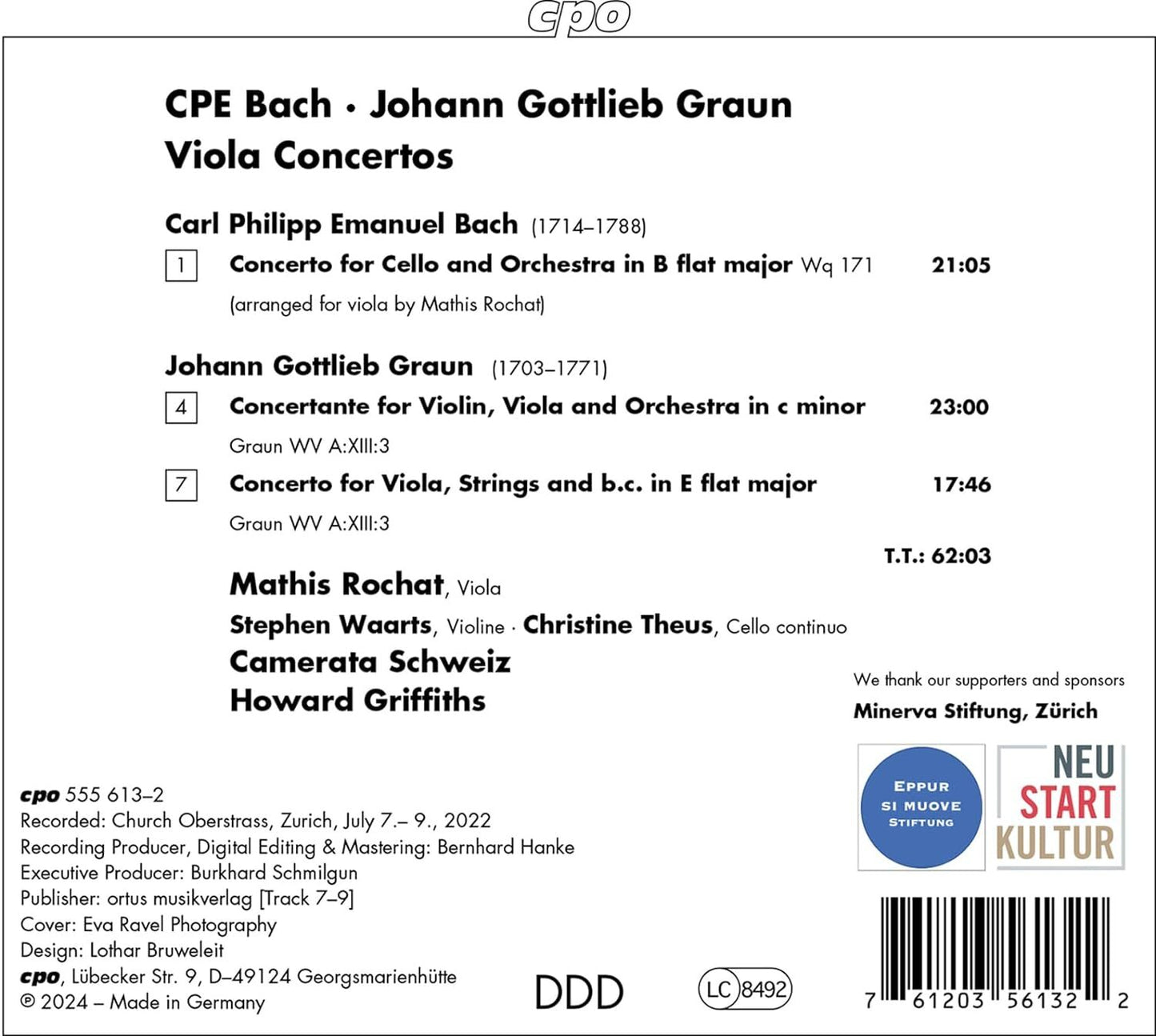 C.P.E. Bach/Johann Gottlieb Graun: Viola Concertos