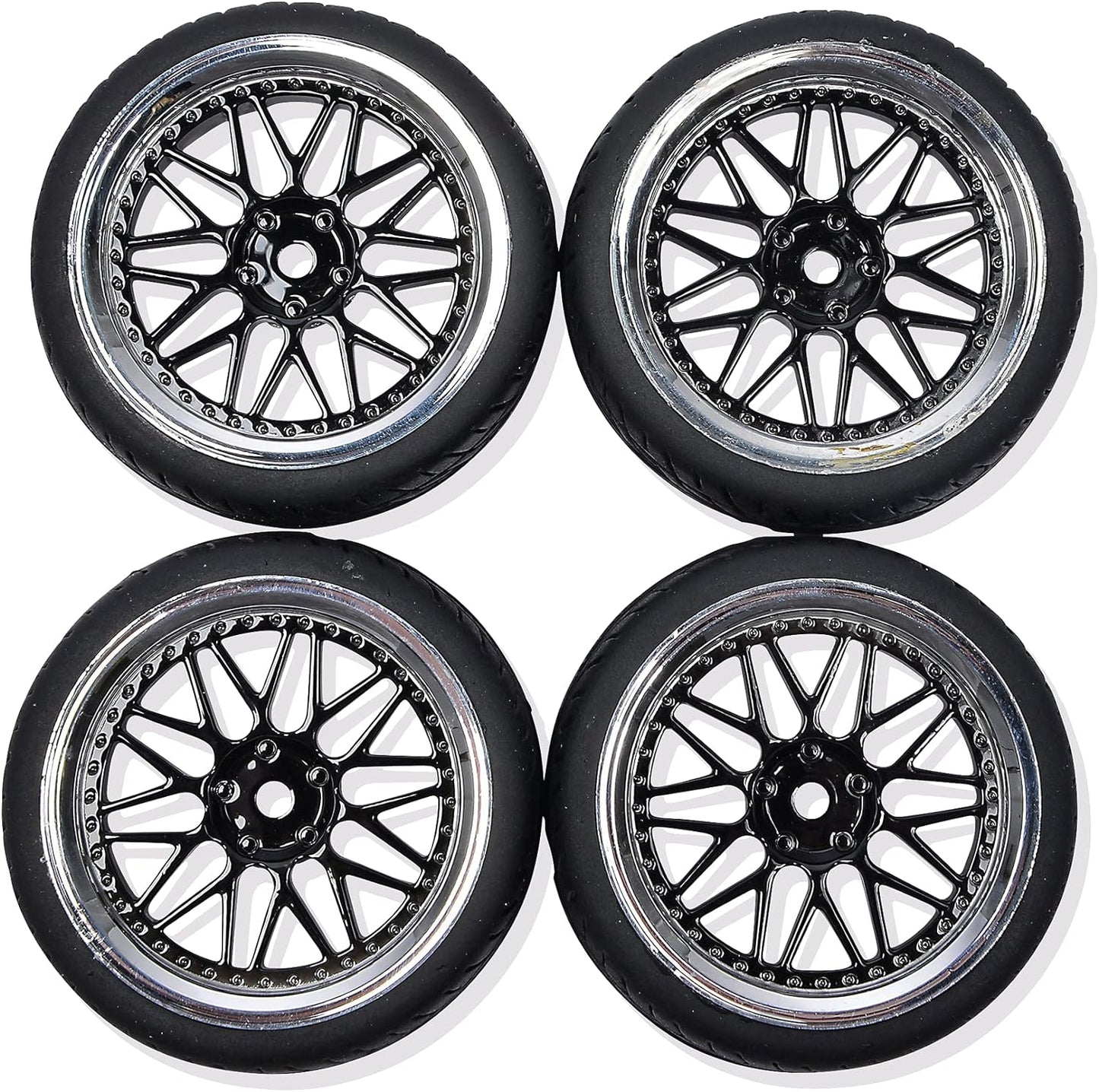 Carson 500900158 1:10 Wheel Y-Design (4) Black/Chrome Model Construction Accessories, Spare Part, Tuning, Tyre Set