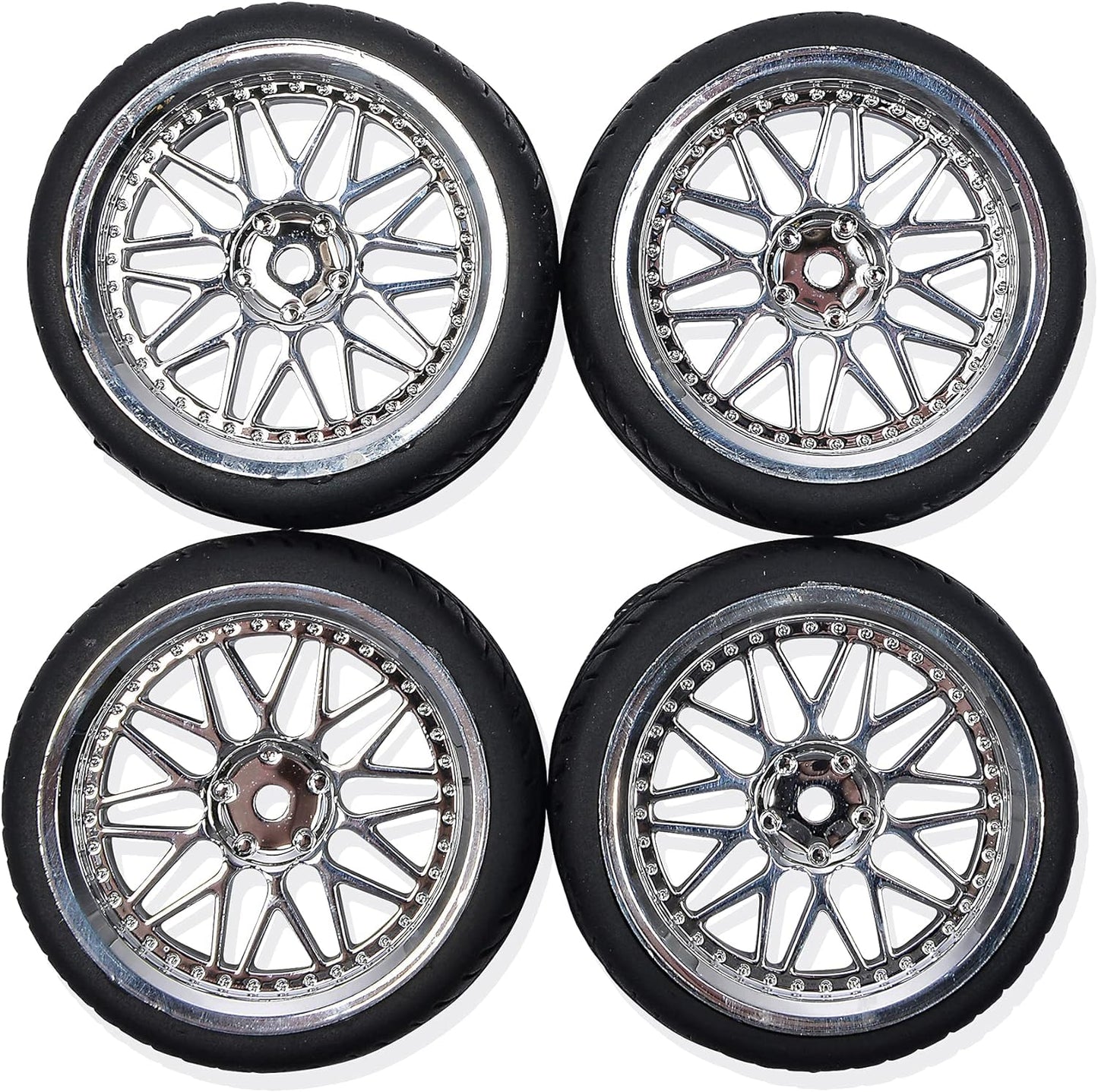 Carson 500900159 1:10 Y-Design1 (4) Chrome Model Building Accessories, Spare Part, Tuning, Tyre Set
